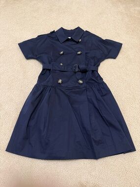 Gorg!! Burberry Navy Double-Breasted Belted Shirt Dress- 14y